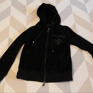 BCBGMAXAZRIA Black Velour Zip Up Hoodie